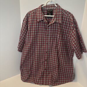 Walnut Creek Shirt Adult 2XL Red Plaid Short Sleeve Casual Mens XXL Button Up